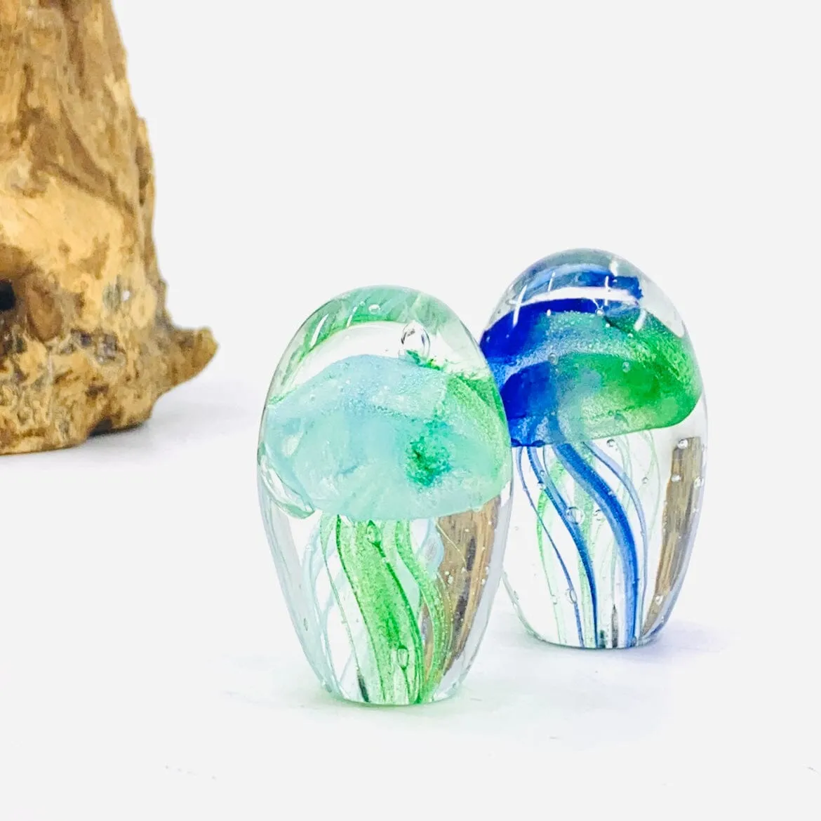 Glow in The Dark Jellyfish Paperweight Small 12, Blue Green B